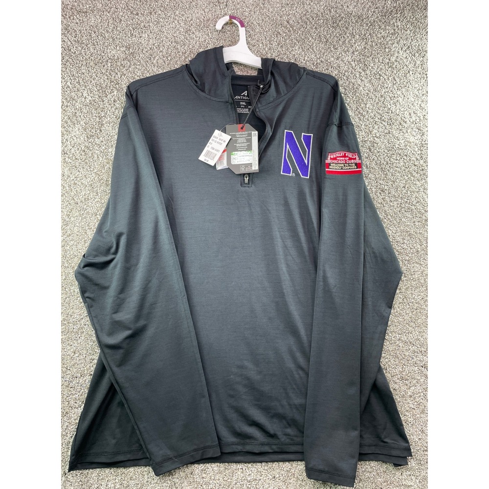 Antigua Tidy QZ Hoodie Mens 2X Black NEW Northwestern Wildcats Wrigley Field